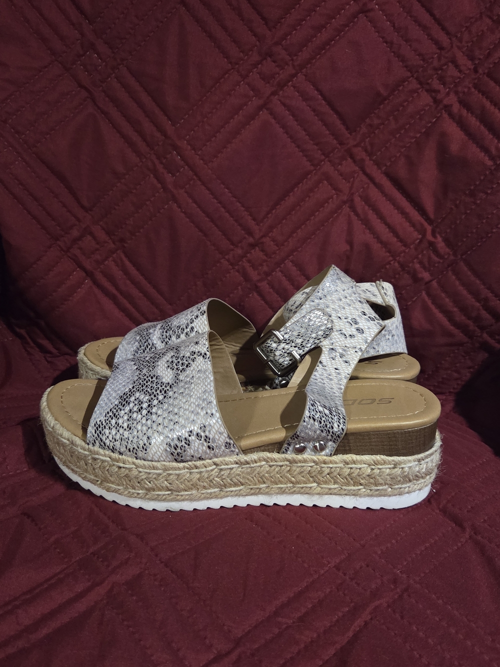 Soda Snake-Print Platform Espadrille Sandals - White and Gray
